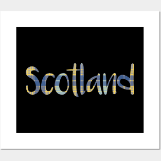 SCOTLAND, Blue and Yellow Tartan Style Design Posters and Art